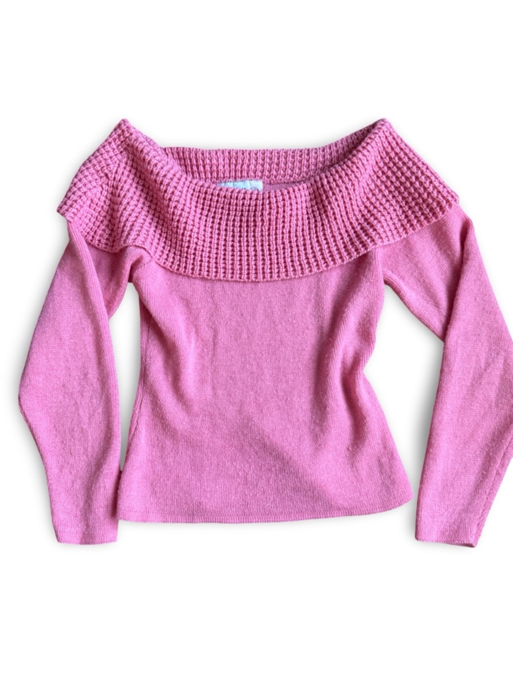 Women’s  Pink Off The Shoulder Cute Knitted Top Sweater VTG Nicolette Size Large